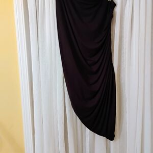 Serena Williams Asymmetrical Black Knit Skirt With Shirred Side